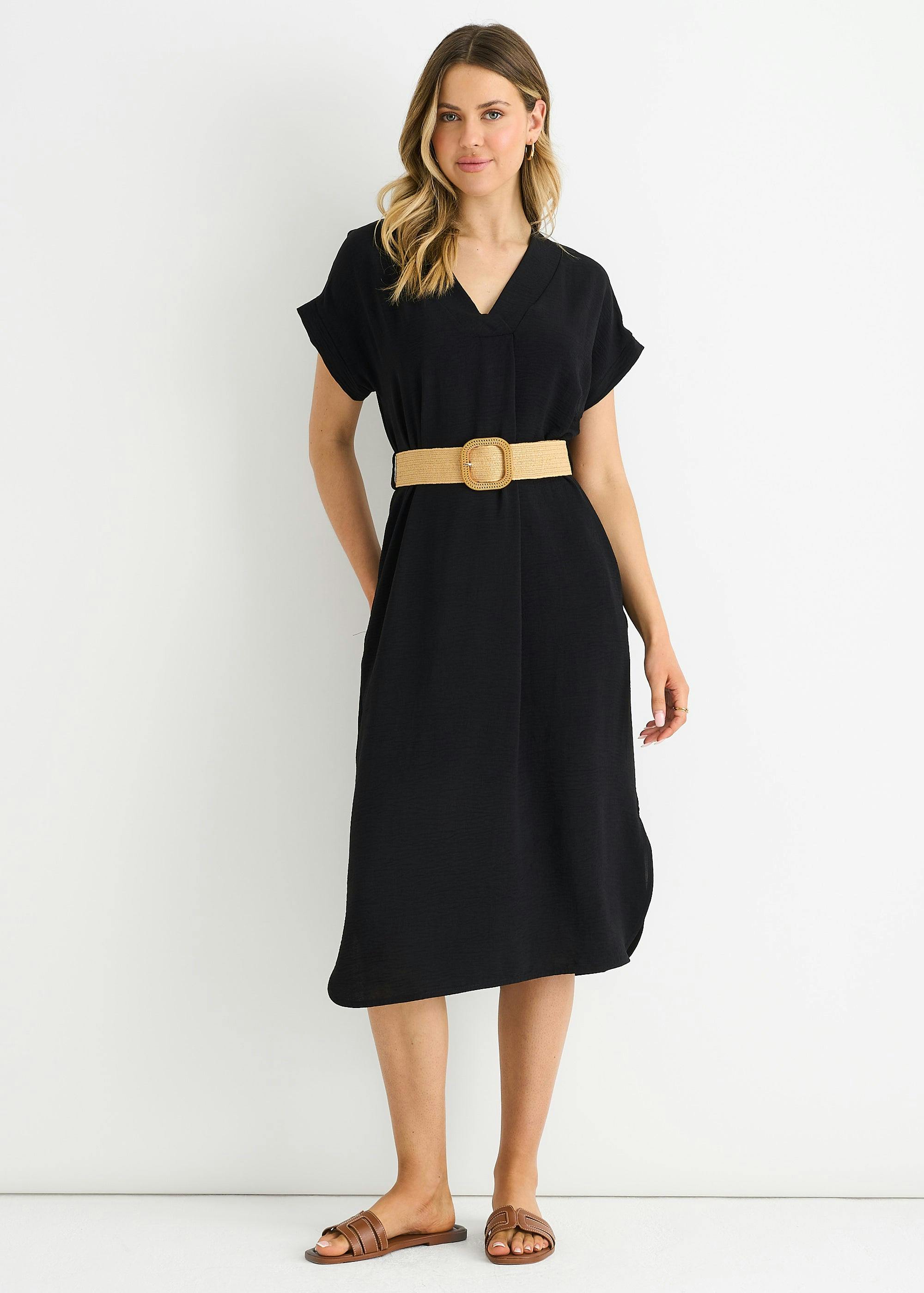 Gini London Black Air Flow Belted Oversized Dress - Image 3