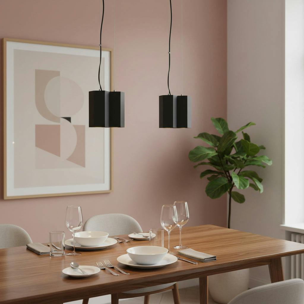 Rackhams Black/Light 10 Watt Twin Hexagonal Pendant Fixture
