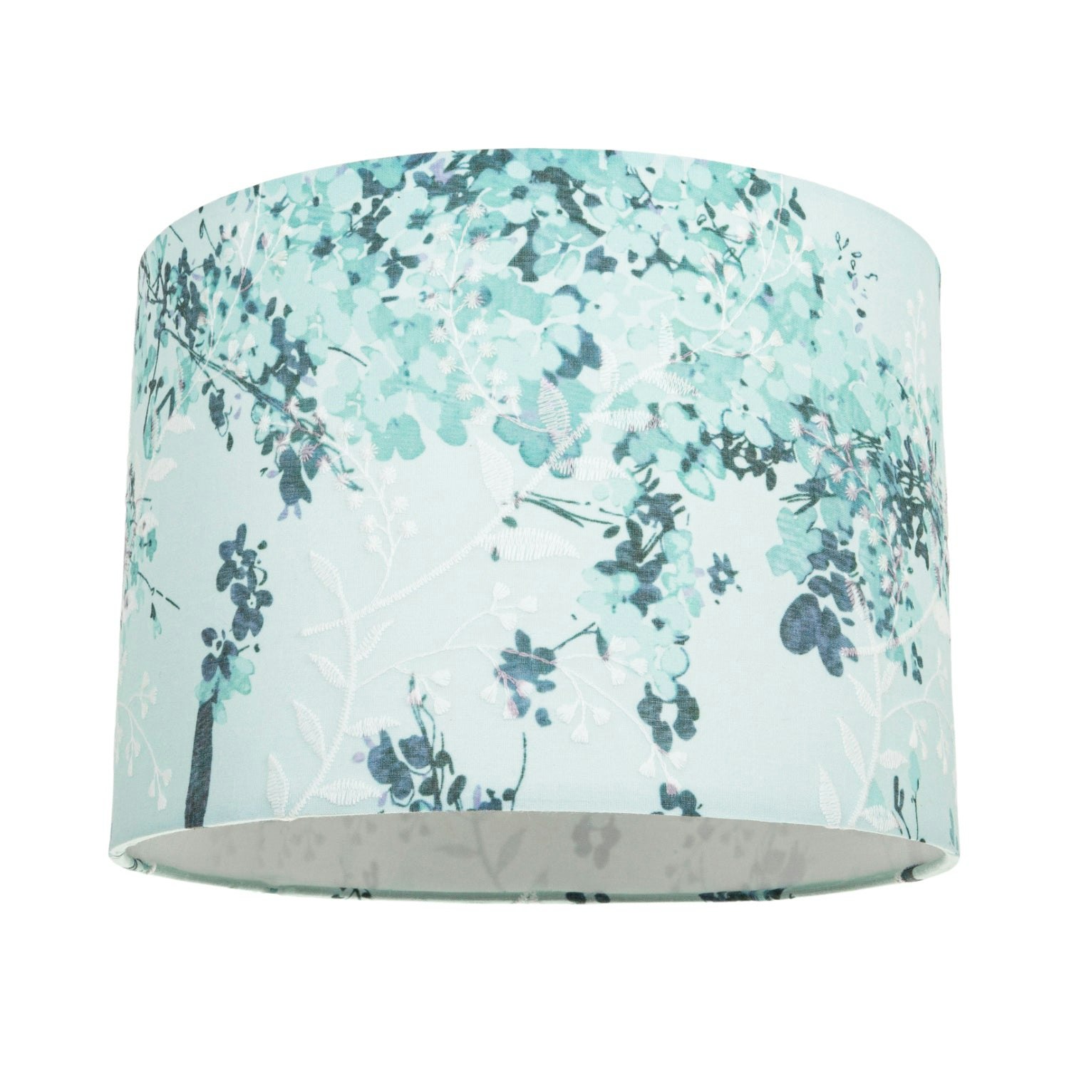 Happy Homewares Green Contemporary Duck Egg And Emerald Floral Fabric Shade With Inner Lining 18Cm
