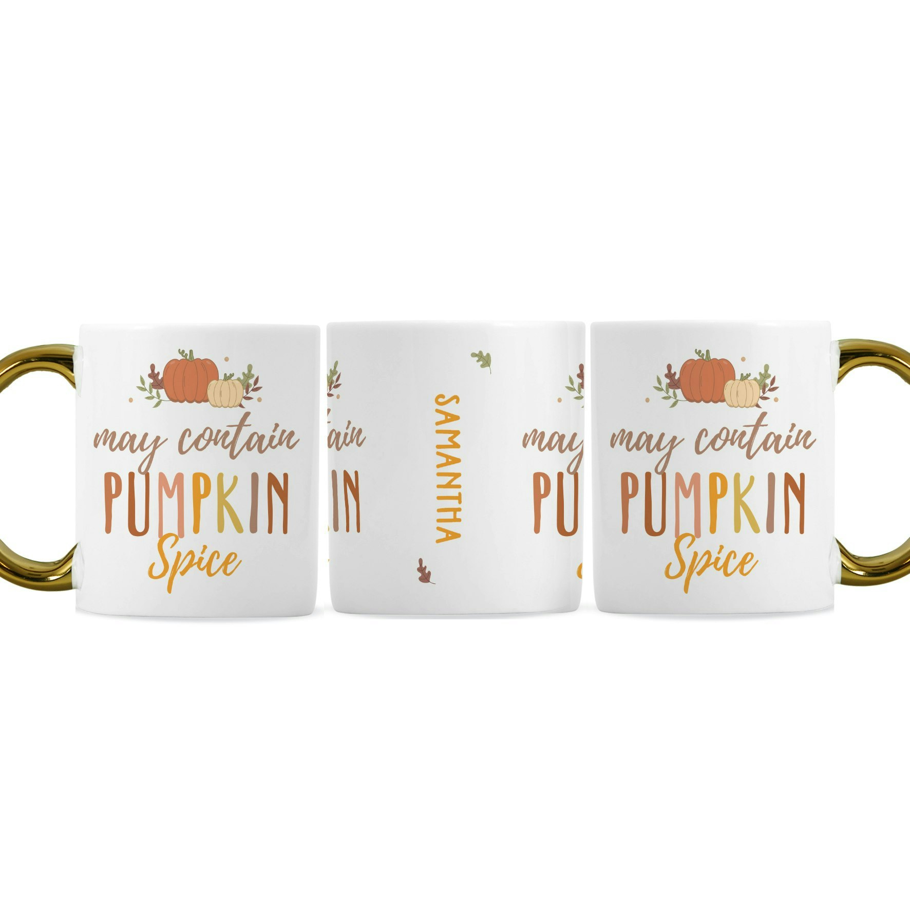 Rackhams Gold Personalised Pumpkin Spice Handle Mug