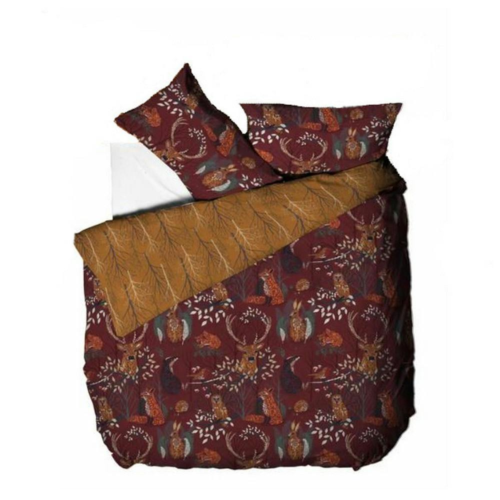 Rackhams Forest Fauna Duvet Cover Set - Rust - Single - Rust - 50% Polyester/50% Cotton