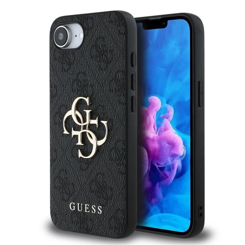 Guess Grey Pu 4G Metal Big Logo Case For Iphone 16E 6.1" - Guhcpse44gmggr