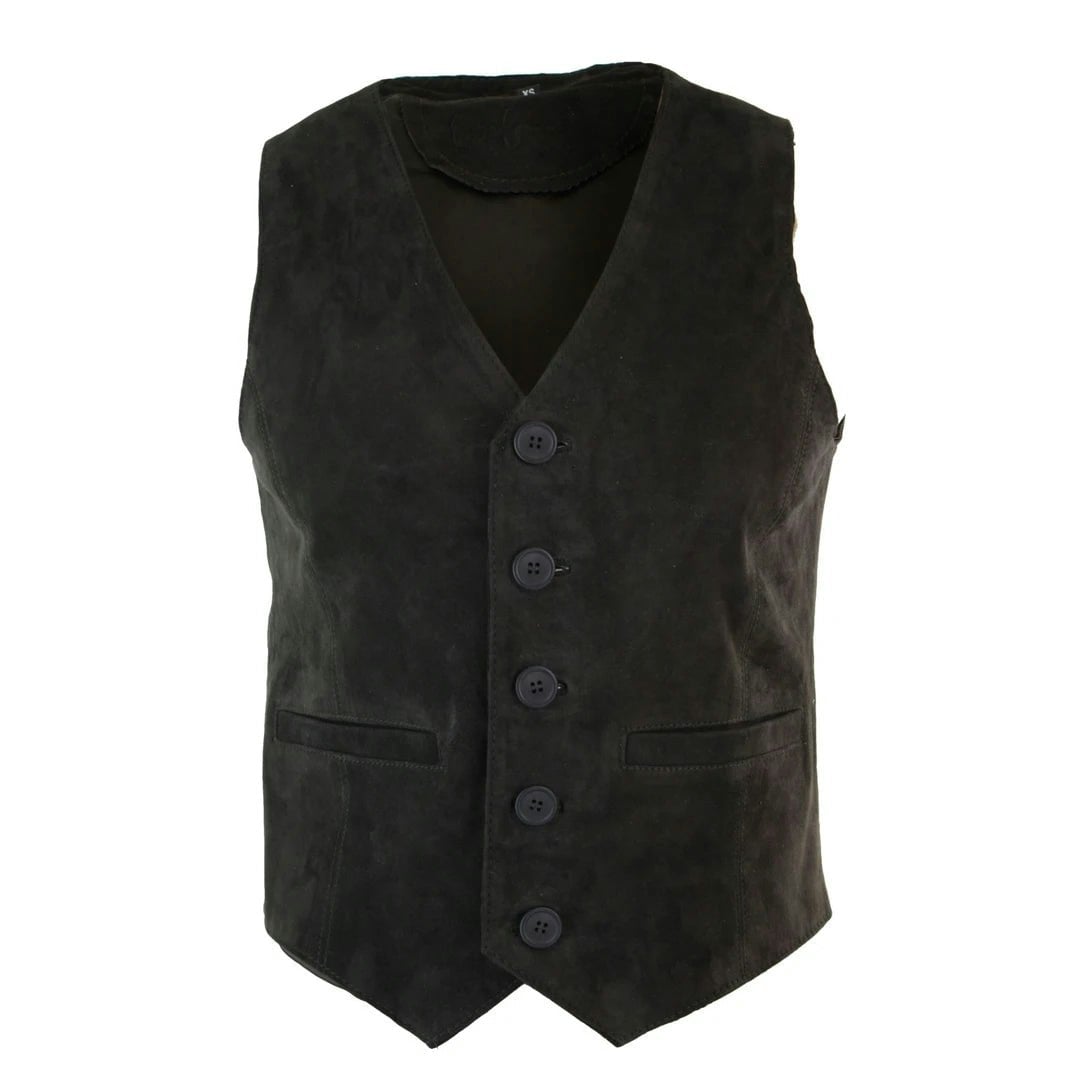 Infinity Leather Men's Black/Brown/Burgundy Waistcoat Gilet Suede Leather Tan - 5XL
