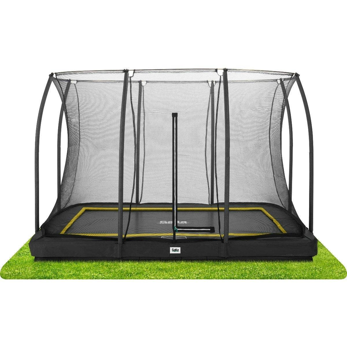 Salta Black 10Ft X 7Ft Rectangular Comfort Edition Inground Trampoline With Enclosure