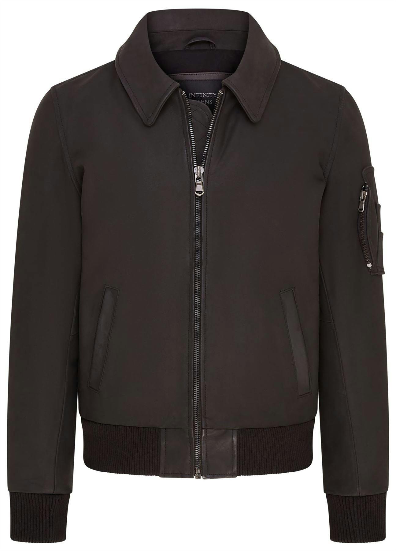 Infinity Leather Men's Black A2 Cowhide Leather Bomber Jacket-Eura - Uk 2XL | Eu 54 | Us 44