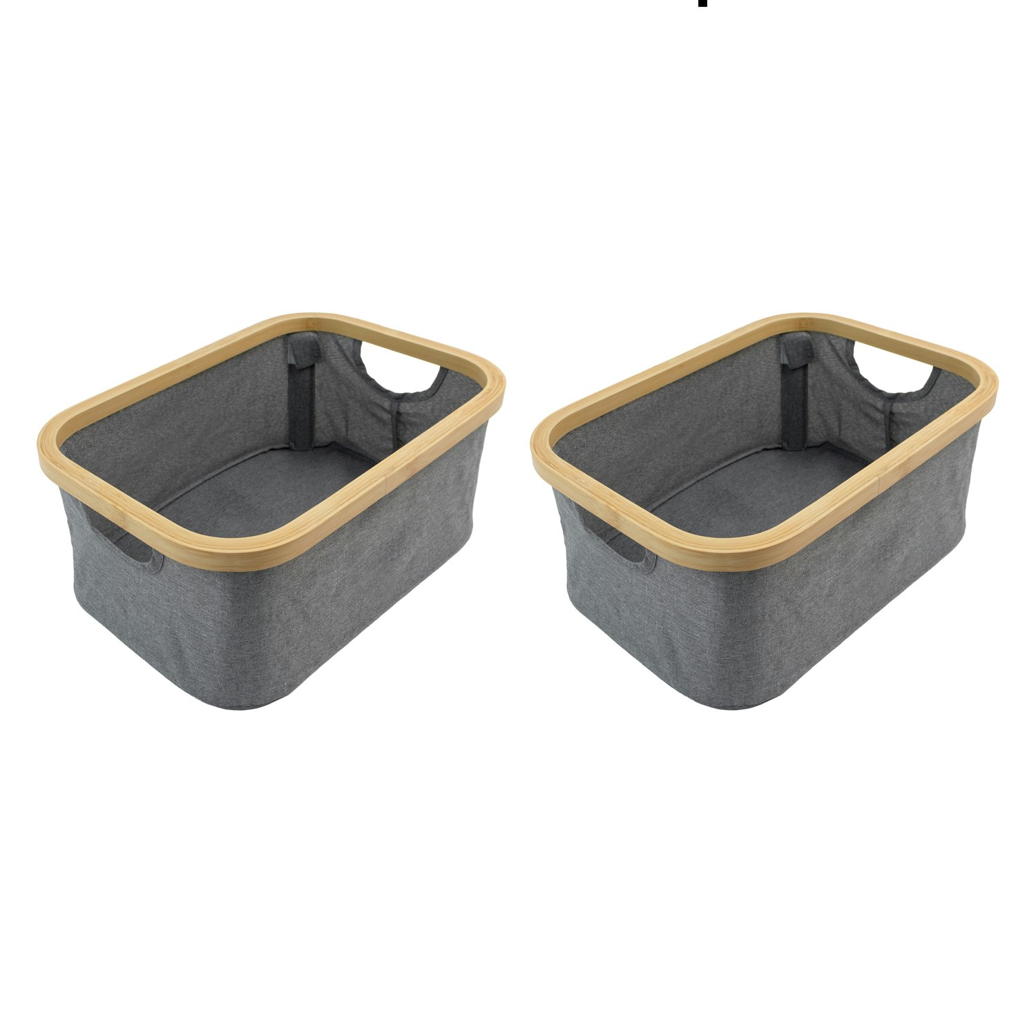 Jvl Grey Bambanio Foldable Bamboo Storage Basket, 26L, Set Of 2