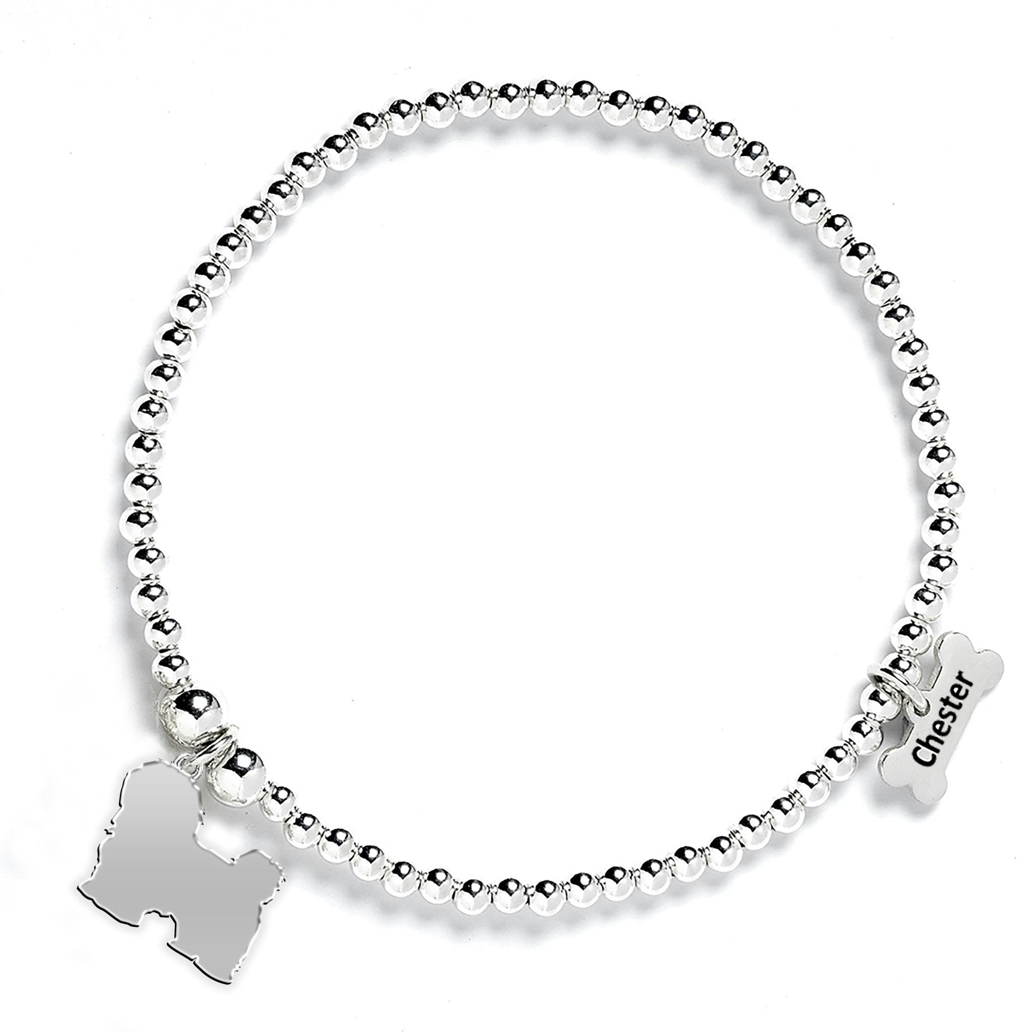 Mylee London Silver Coton De Tulear Silhouette Ball Bead Bracelet - Personalised - Yes