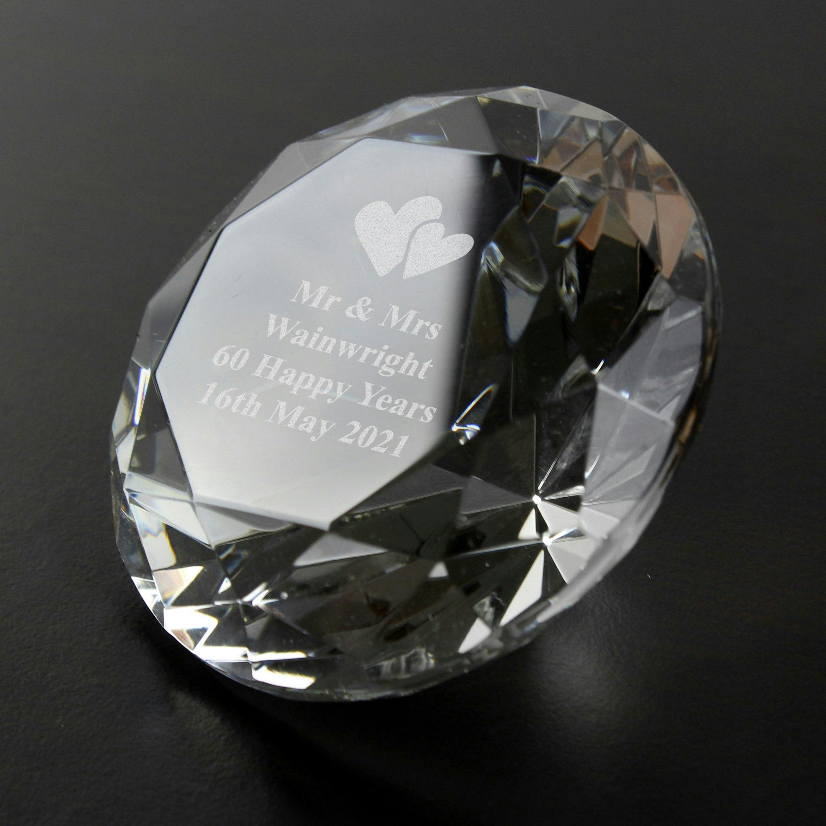 Rackhams Personalised Heart Motif Diamond Paperweight