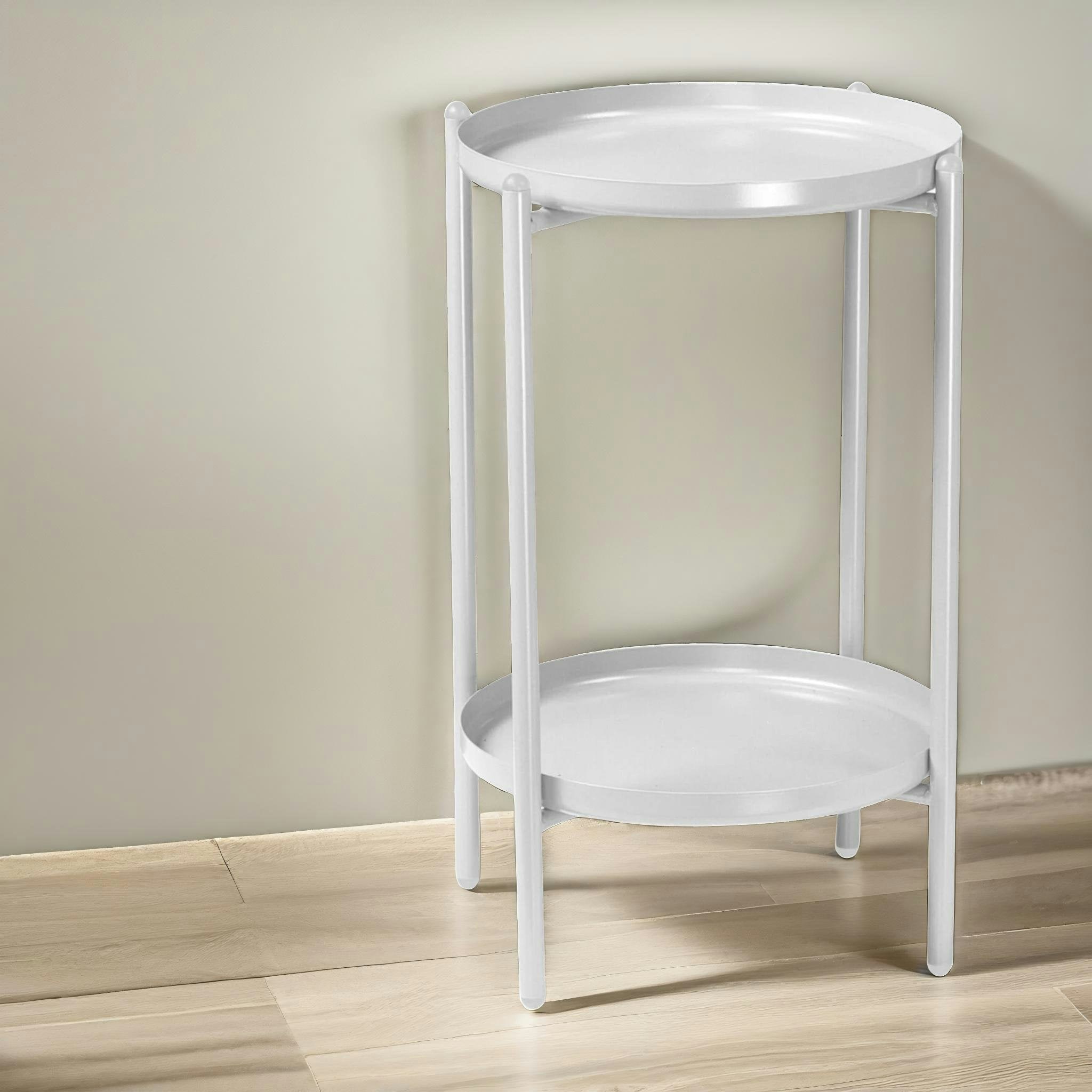 Rackhams White 2 Tier Round Metal Coffee Table