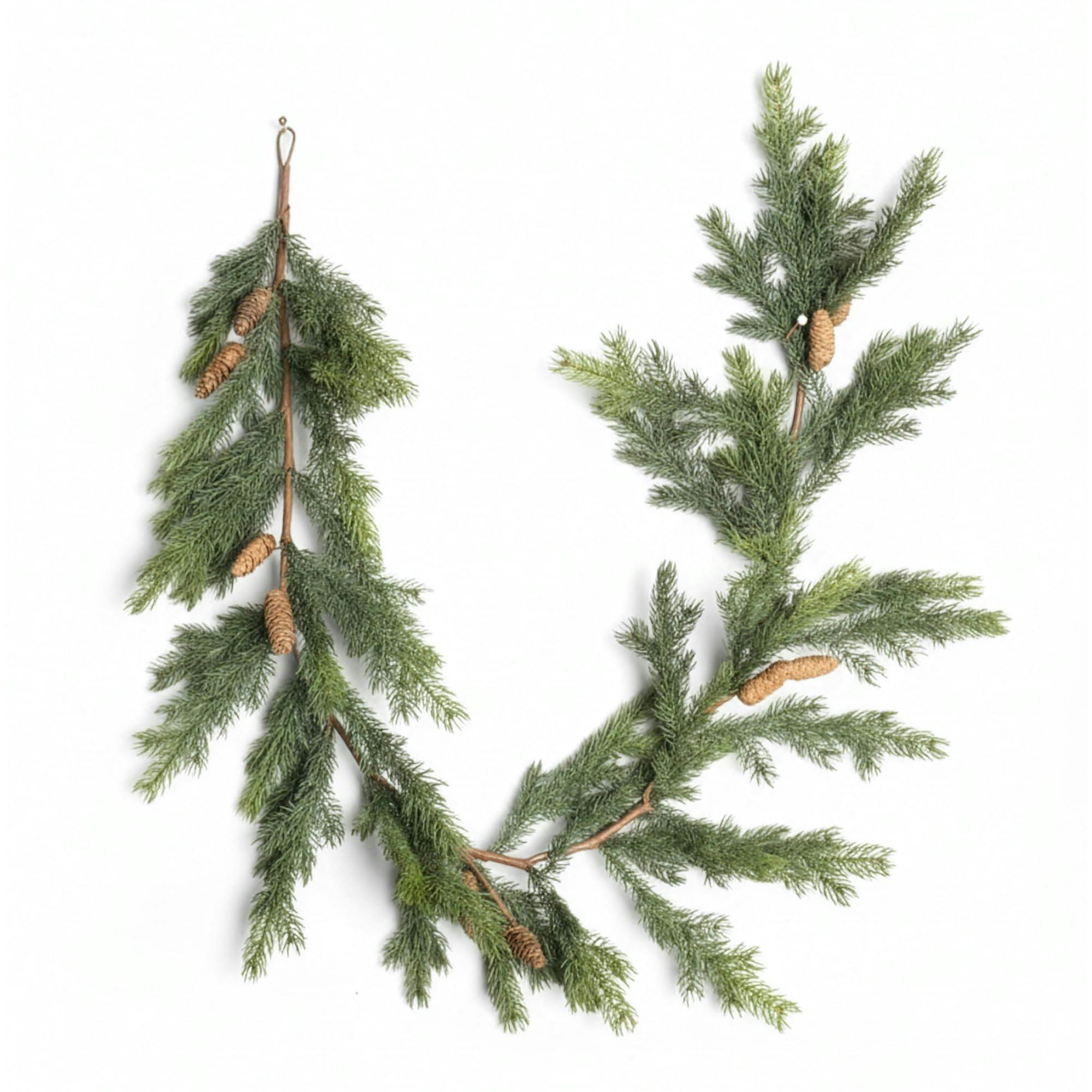 SHATCHI Fir Garland 180cm PE Material Real Garlands With Cones Touch Holiday Christmas Garlands Pine Cone Decor Garland Fire-Resistant Artificial Pine Decoration for Door & Xmas Display - Image 3