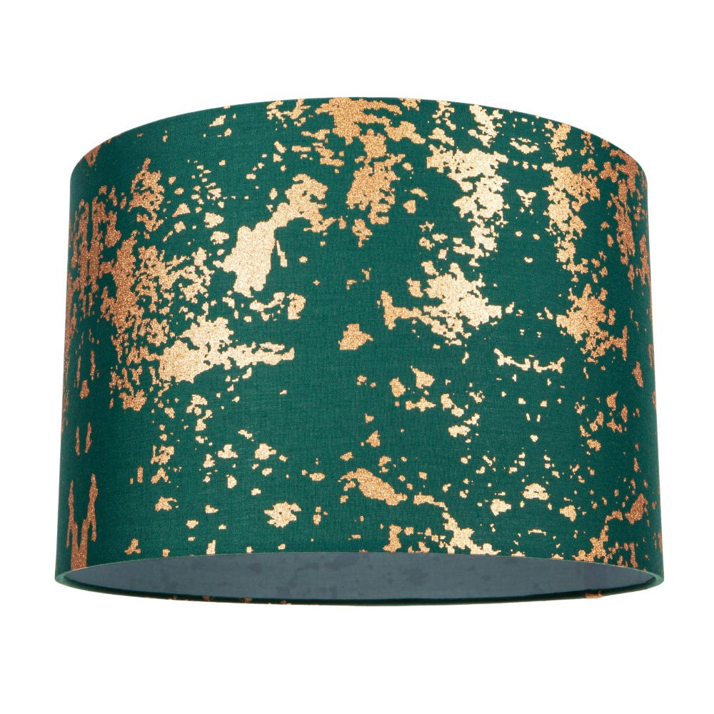 Happy Homewares Green Modern Cotton Fabric Lampshade With Copper Foil Decor For Table Or Ceiling