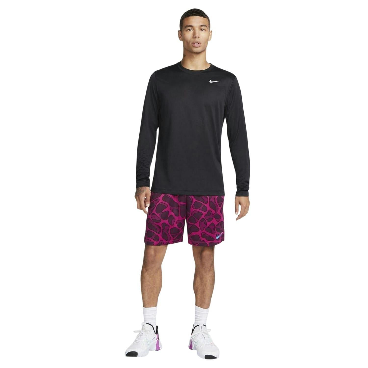Nike Men's Black/Silver Legend Regular Long-Sleeved T-Shirt - M - 100% Polyester
