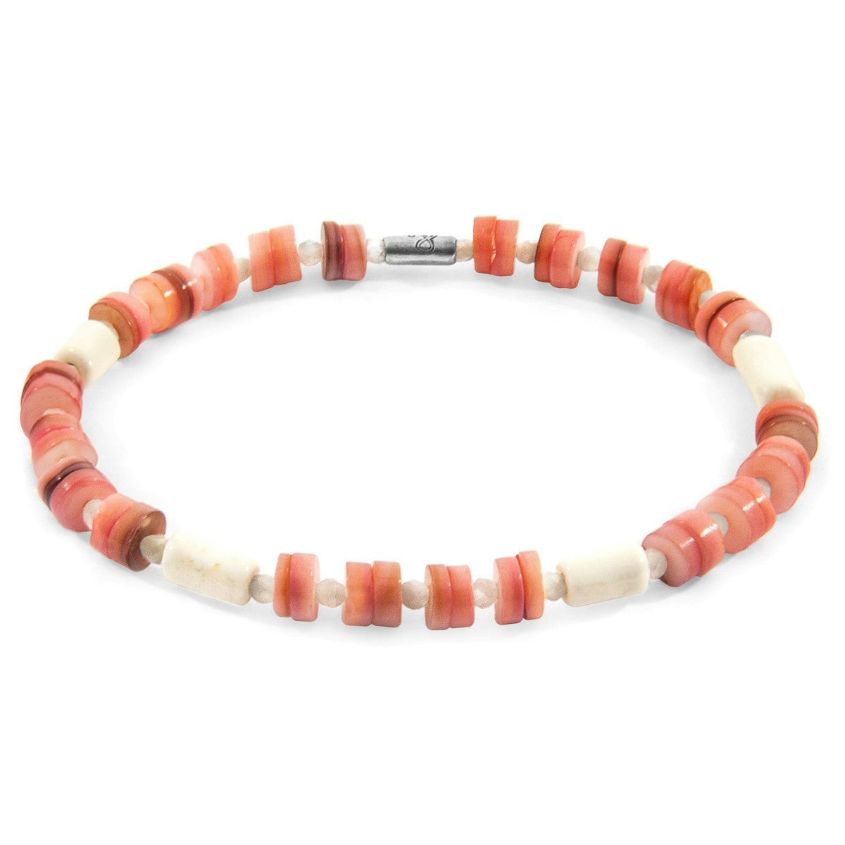 Anchor & Crew Pink/Silver Maisie And Freshwater Shell Skinny Bracelet - L - 23Cm