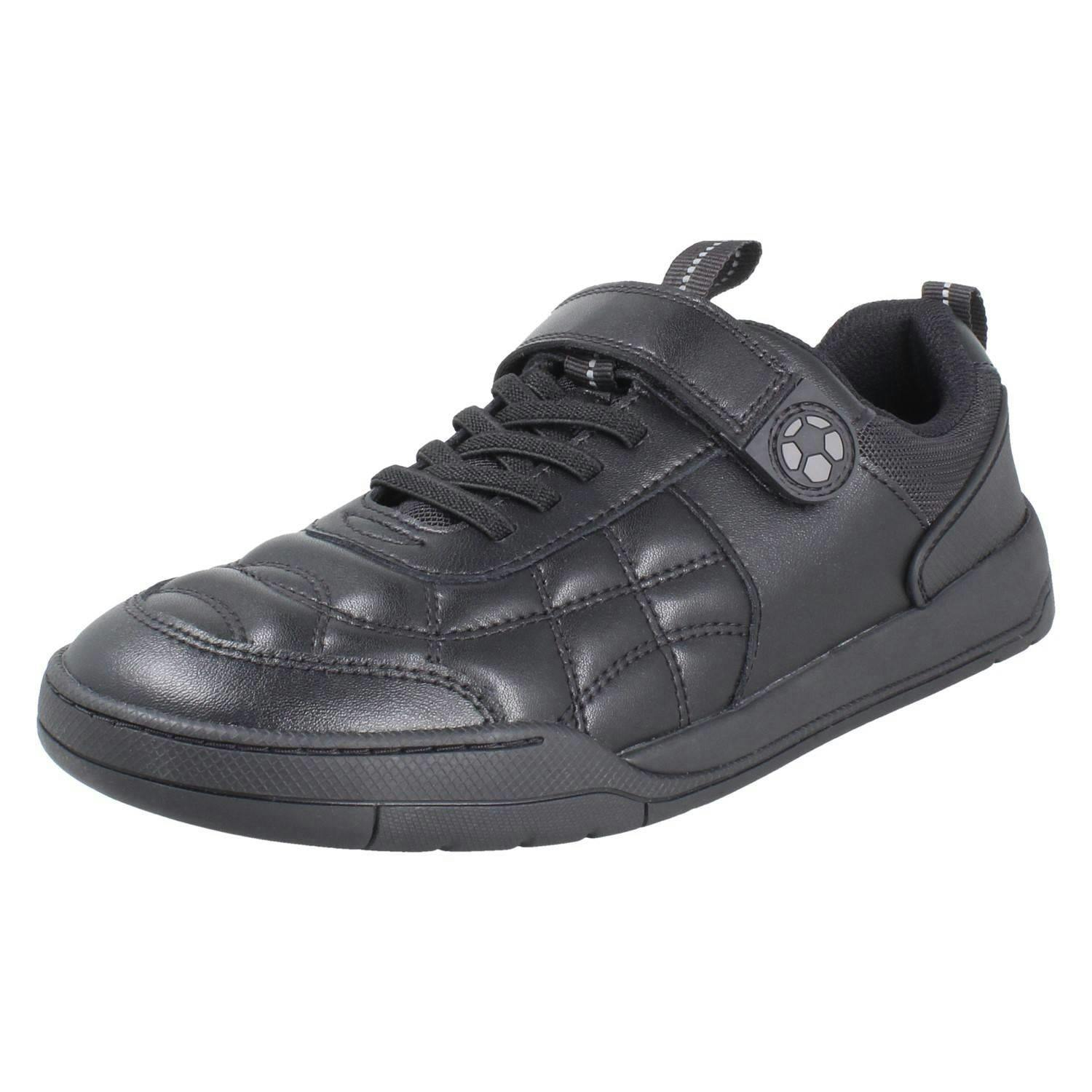 Clarks Boys Black Football Inspired School Shoes Laser Cross - Leather - Uk 6 Child - G