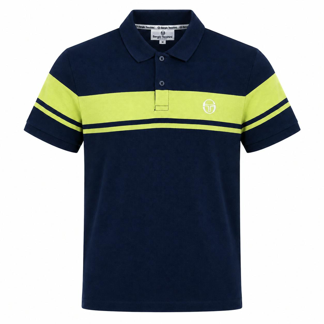Sergio Tacchini Blue/Green Young Line Polo Shirt Maritime /Celery - M