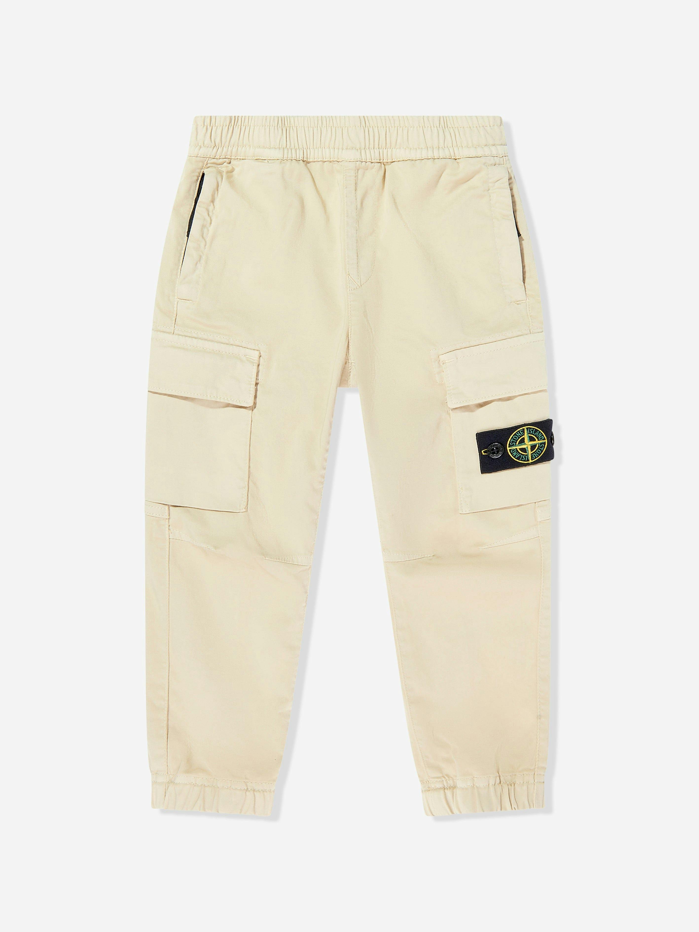 Stone Island Boys Beige Junior Regular Tapered Cargo Trousers In - 3 Yrs