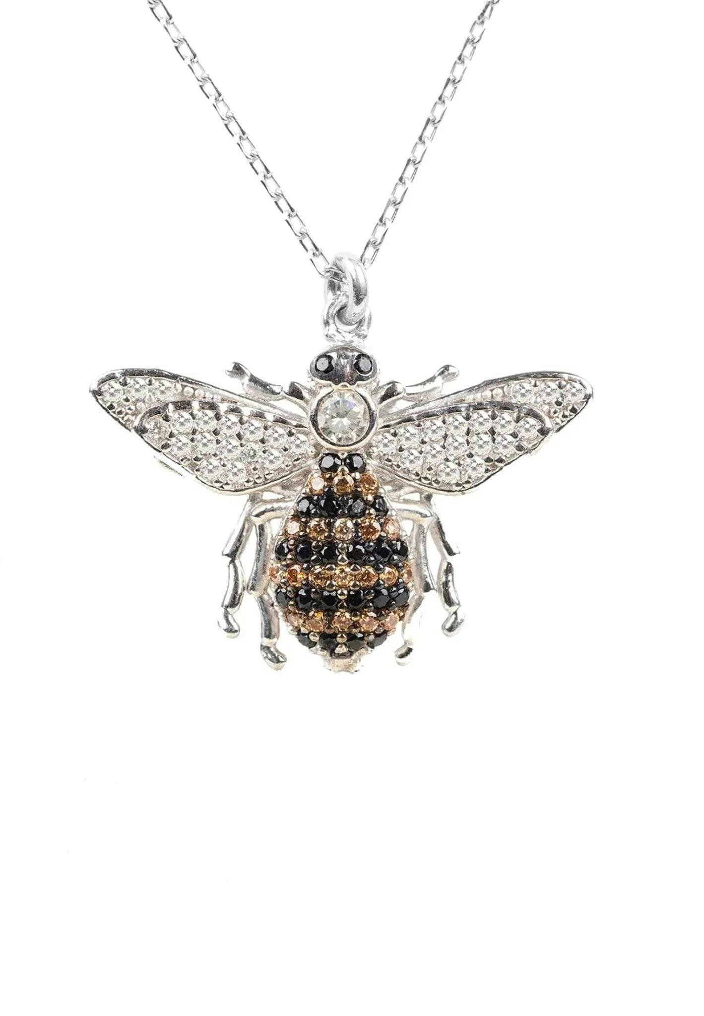 Latelita Silver Honey Bee Pendant Necklace