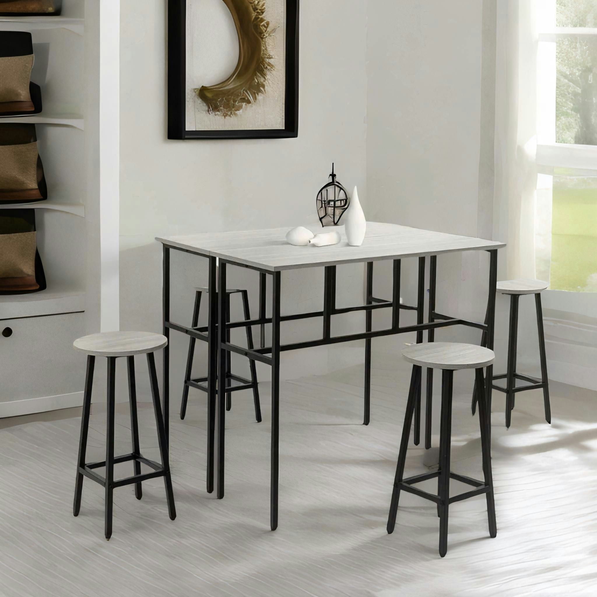 Rackhams Grey 6Pc Industrial Dining Table And Stools Set