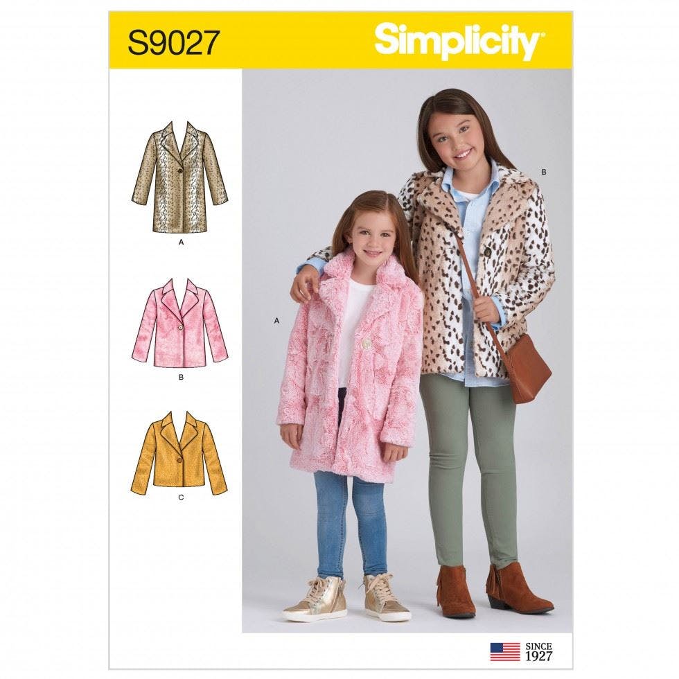 Simplicity Sewing Pattern 9027, Coats, Jackets For Kids, Teenagers, Hh (3-4-5-6) - Intermediate - Hh (3-4-5-6)