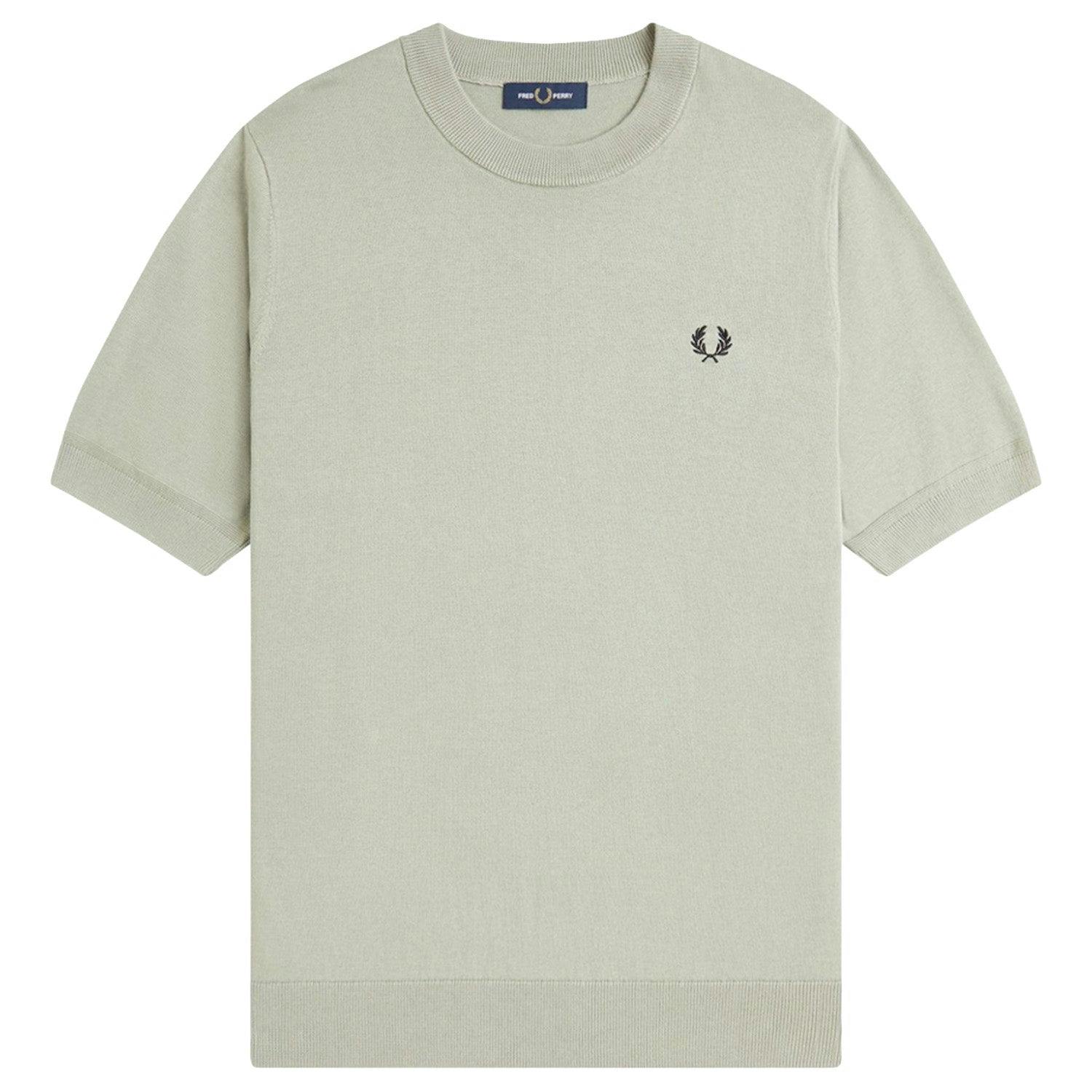 Fred Perry Cotton Knitted T-Shirt - Seagrass - Medium