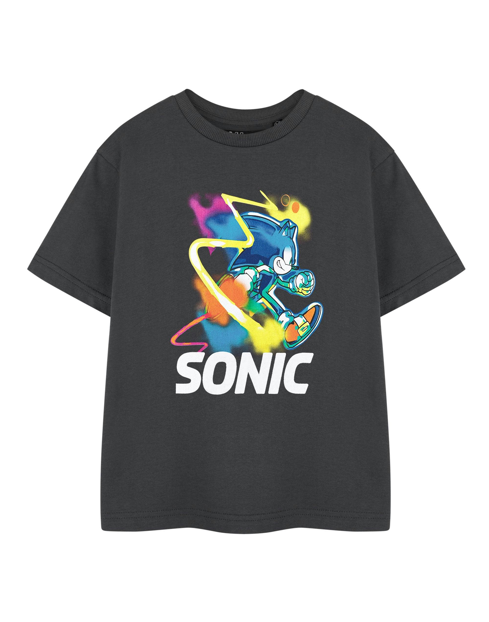 Vanilla Underground Boys Grey Sonic The Hedgehog Watercolour Short Sleeved T-Shirt - 3-4 Years
