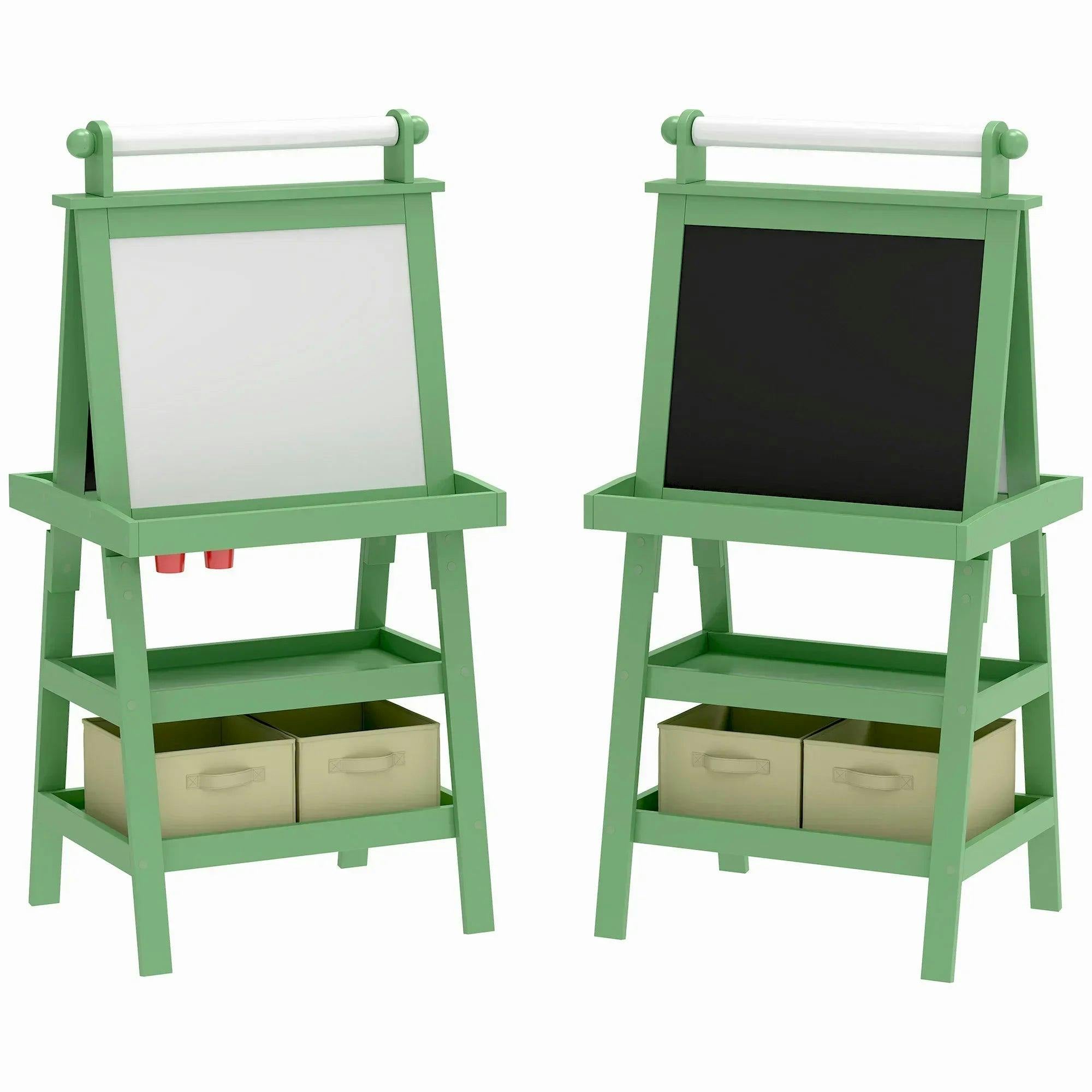 AIYAPLAY Double-Sided Art Easel For Kids W/ Paper Roll - Storage Baskets Pink - Green  | TJ Hughes - Image 6