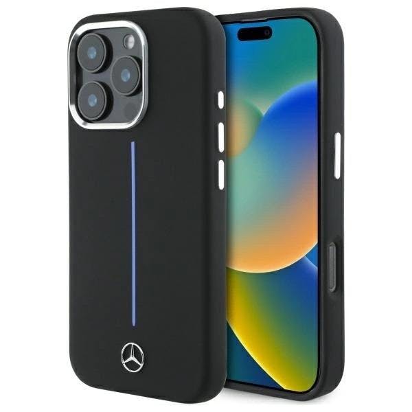 Mercedes Blue/Black Silicone Stripe Case With Magsafe For Iphone 16 Pro Max 6.9" - Mehmp16x23sumbk