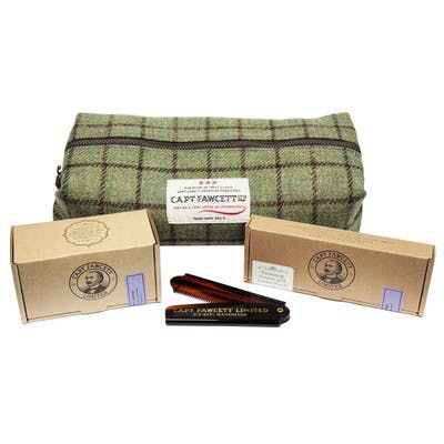 Captain Fawcett's Captain Fawcett Beard Care Kit With Tweed Wash Bag, Brush, Comb + Scissors