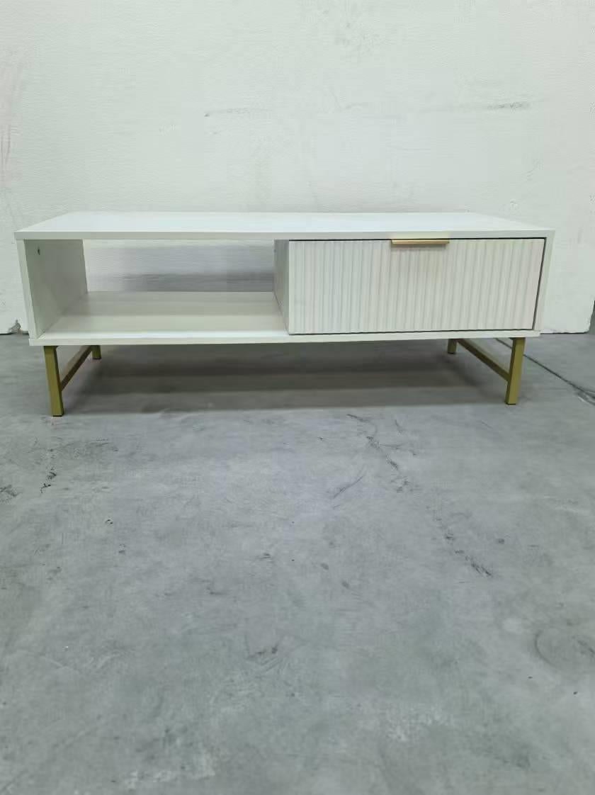 Kosy Koala White Modern Coffee Table With Storage, Gold Metal Legs & Handles - Stylish Centre Table For Living Room & Lounge - Image 5