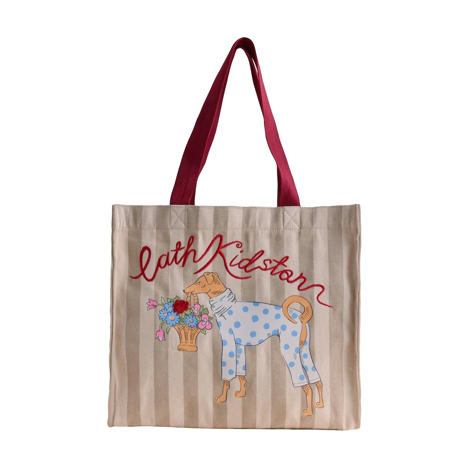 Cath Kidston Green Dog Stripes Tote - One Size
