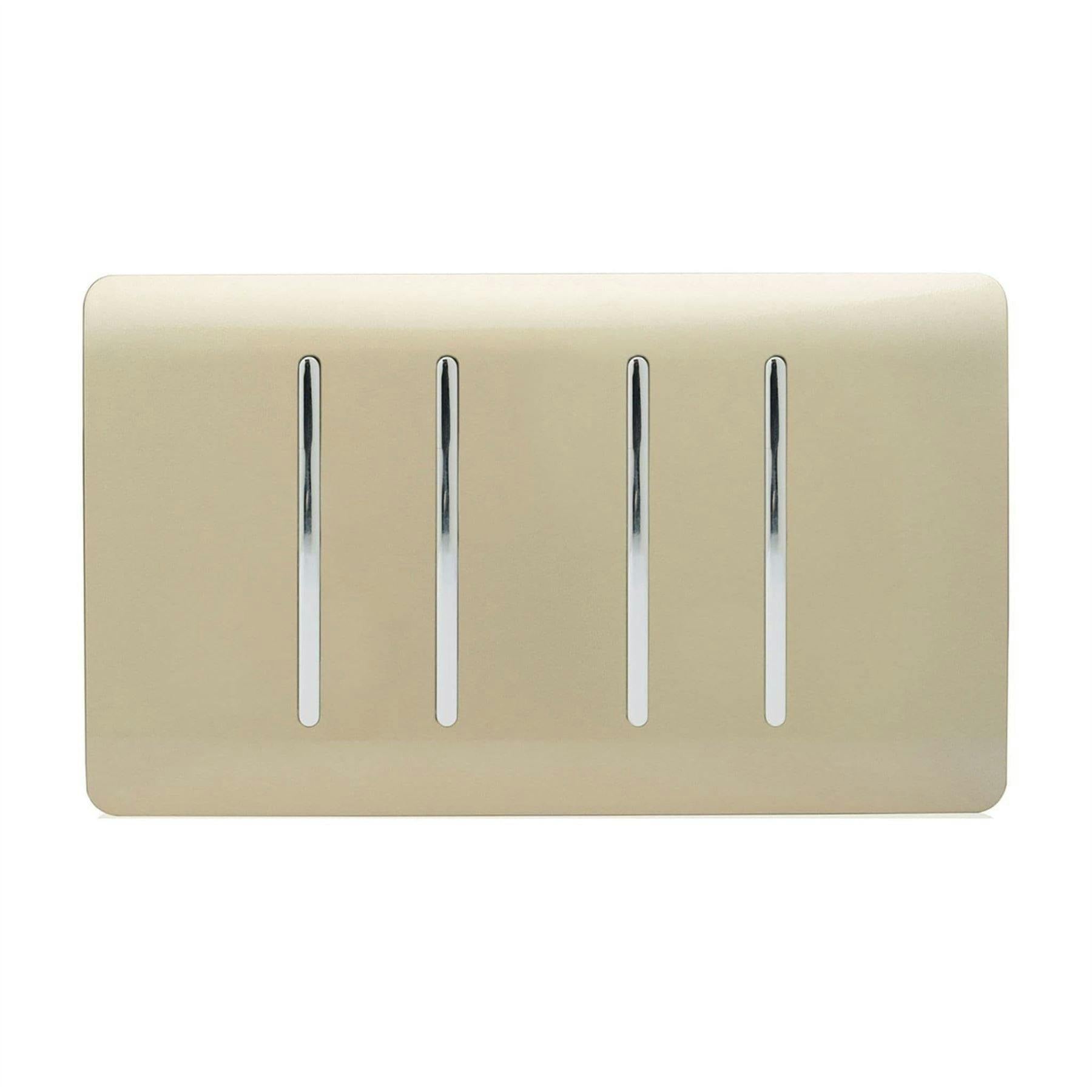 Trendi 4 Gang (2 Way & 2xIntermediate) Glossy 10 Amp Rocker Light Switch Gold - Image 6