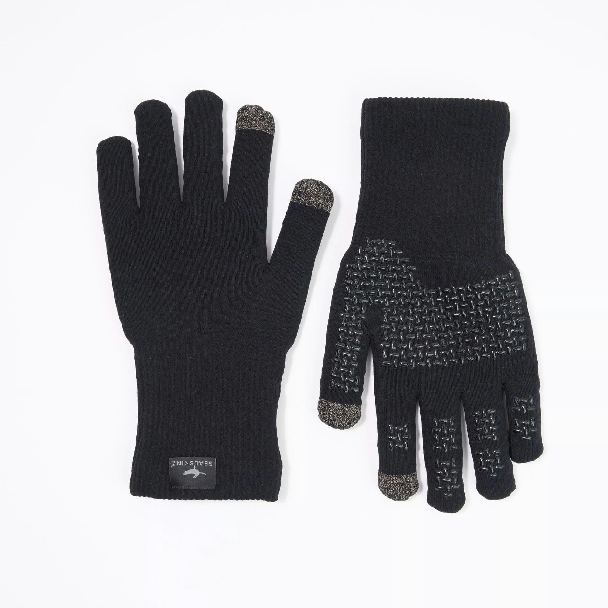 Sealskinz Men's Black Waterproof All Weather Ultra Grip Knitted Gloves - S