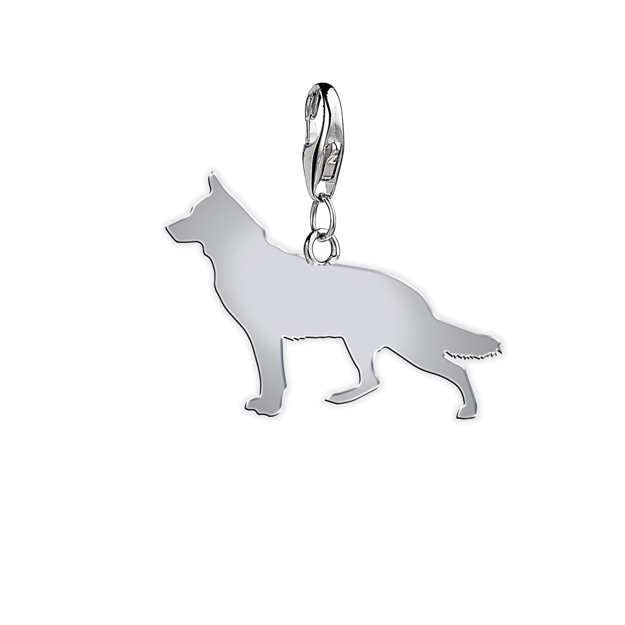 Mylee London White/Silver Swiss Shepherd Dog Silhouette Charm - Yes - Clip On Charm