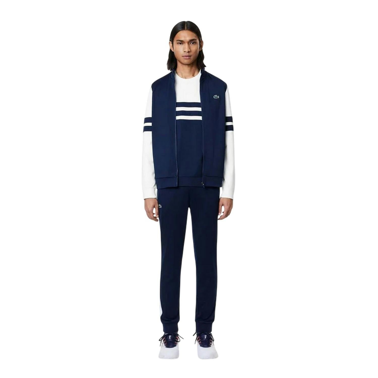 Lacoste Men's White Colour Block Tennis Sweatshirt - /Navy - Xs - /Navy - 100% Recycled Polyester
