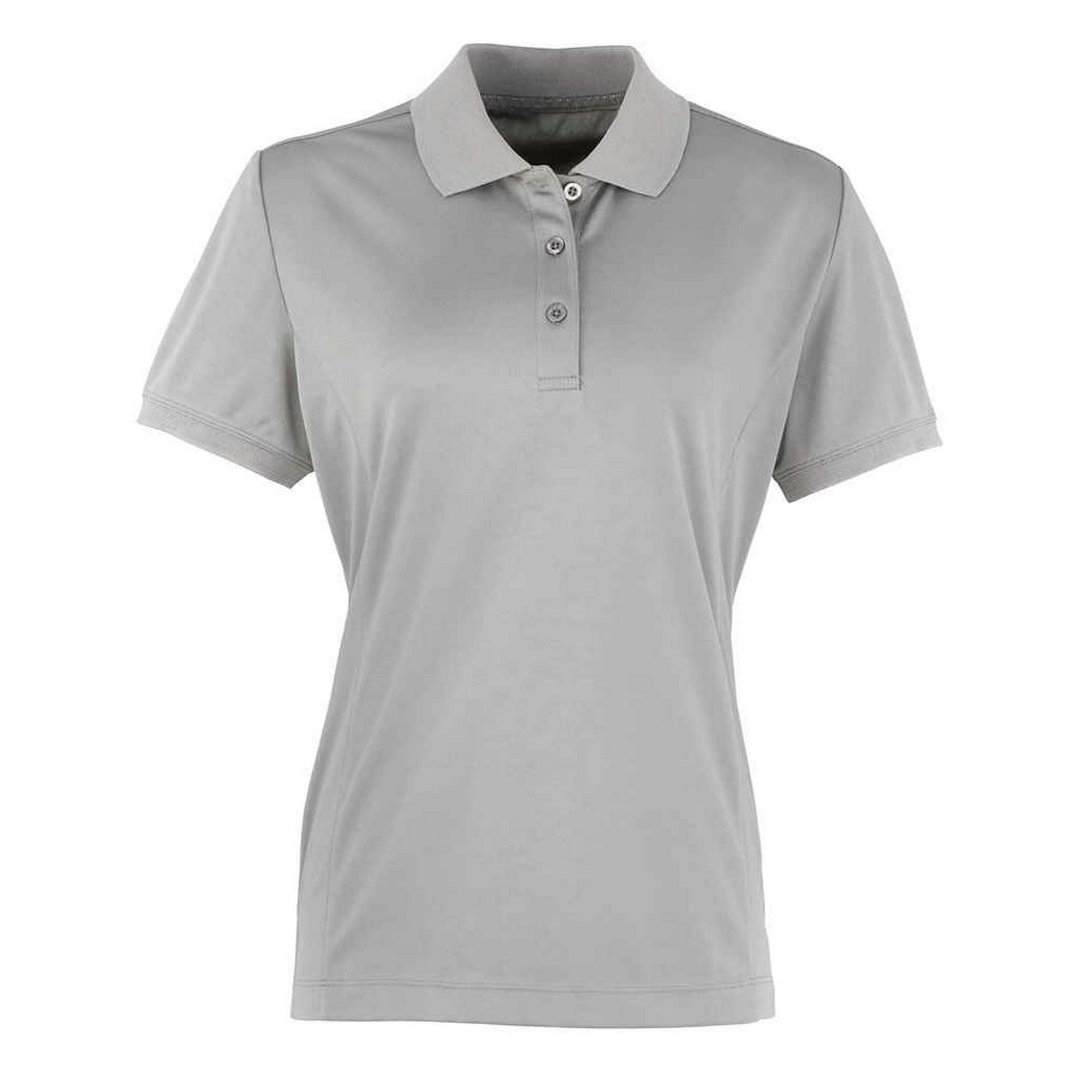 Premier Womens/Ladies Coolchecker Pique Polo Shirt (Silver) - Size 8 UK - Image 2