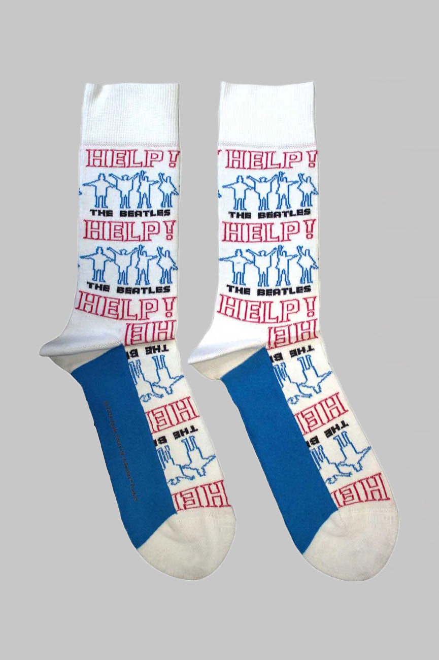 Paradiso Clothing Unisex White The Beatles Help Outlines Repeat Ankle Socks