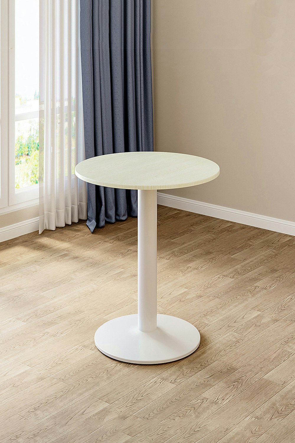 Rackhams White Round Coffee Table With Metal Base - 59Cm X 74Cm