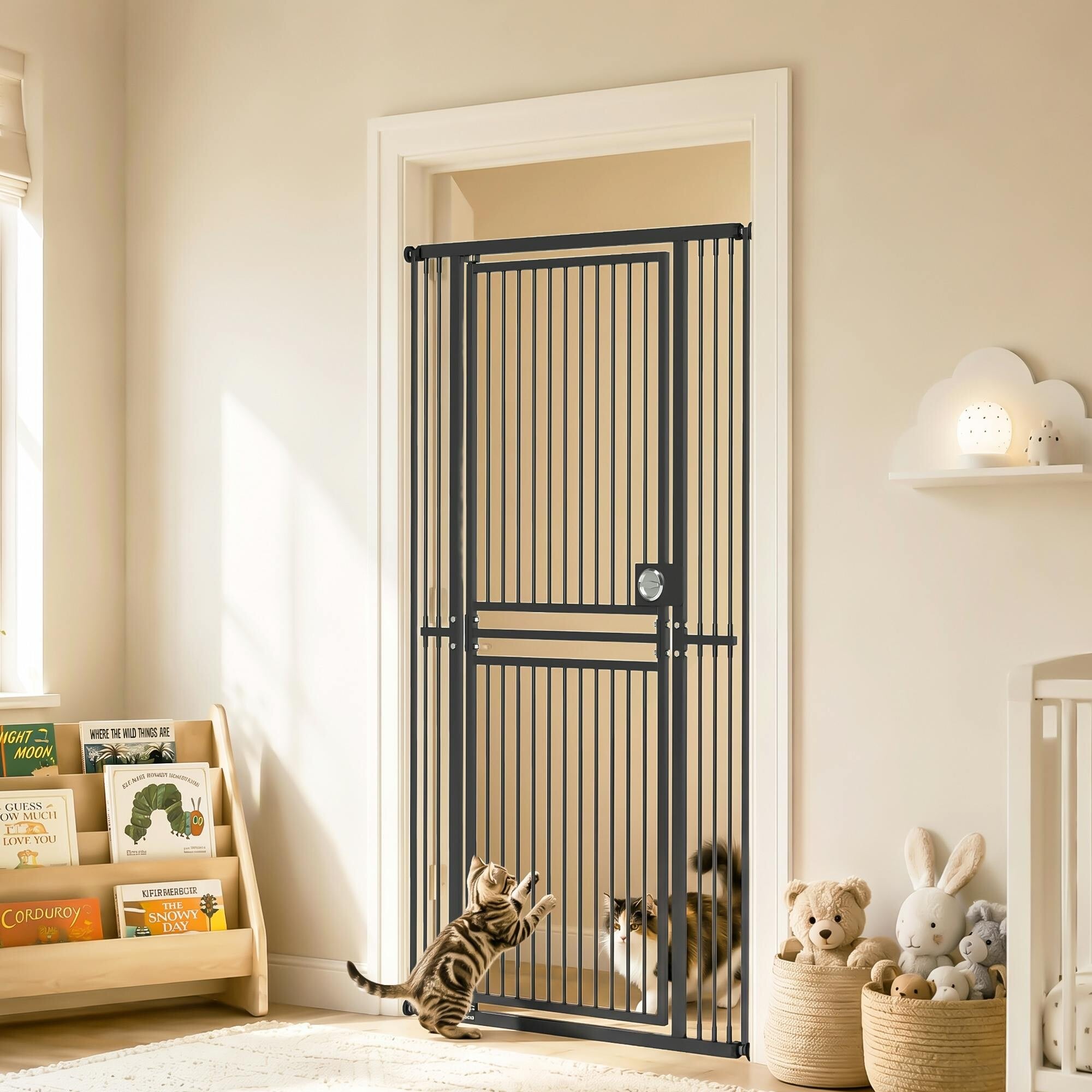 Pawhut Black 180Cm Extra Tall Cat Gate, Adjustable Pet Gate With 74-100 Cm Wide