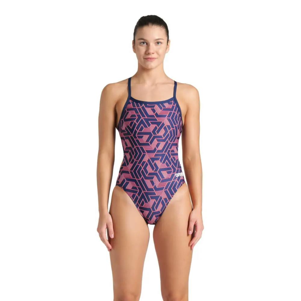 Arena Women's Red Escape Challenge Back Swimsuit - Navy/Team - Uk Size 28