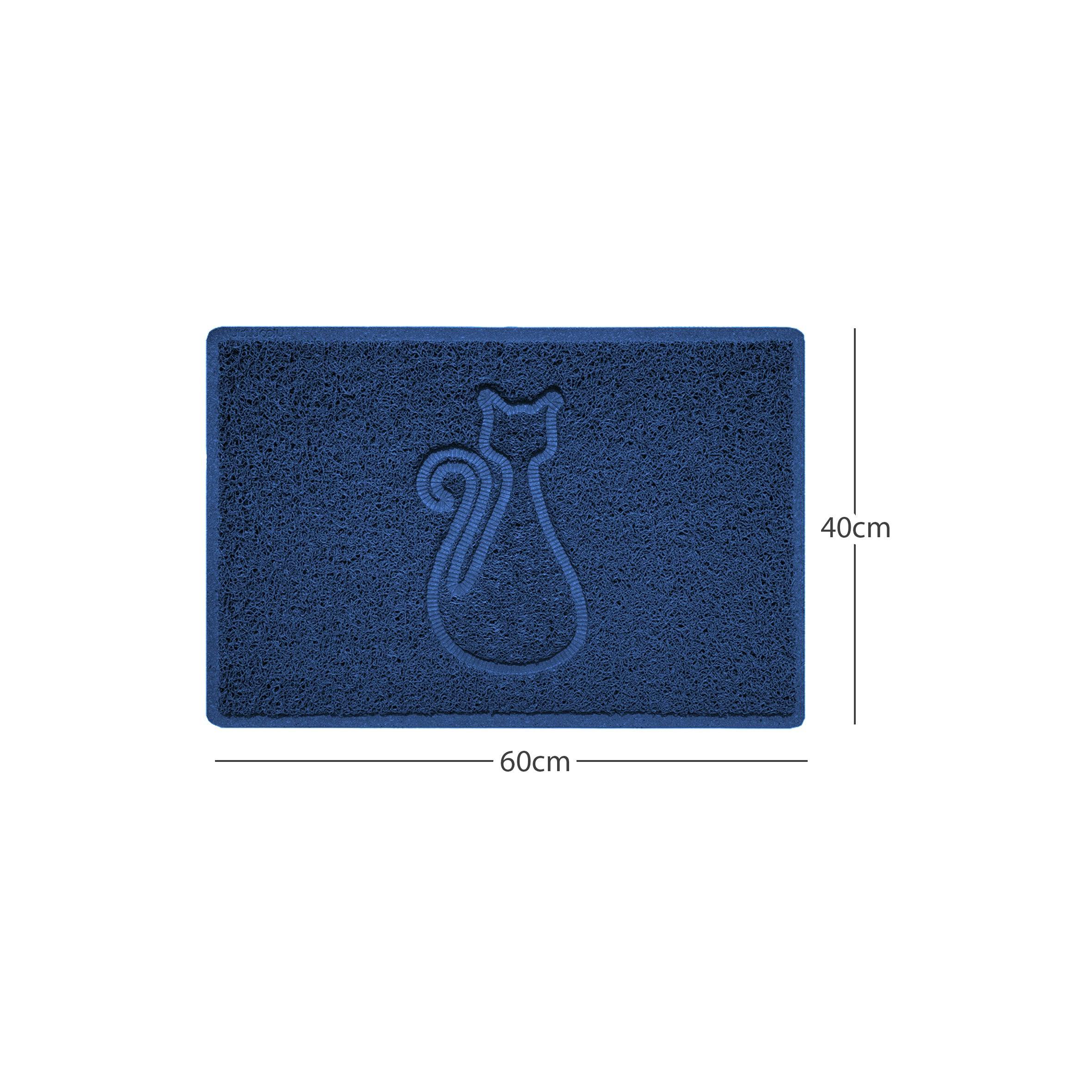 Rackhams Blue "Cat" Embossed Loofah Textured Spaghetti Door Mat - 60Cm X 40Cm - Yes (Suitable For Indoors)