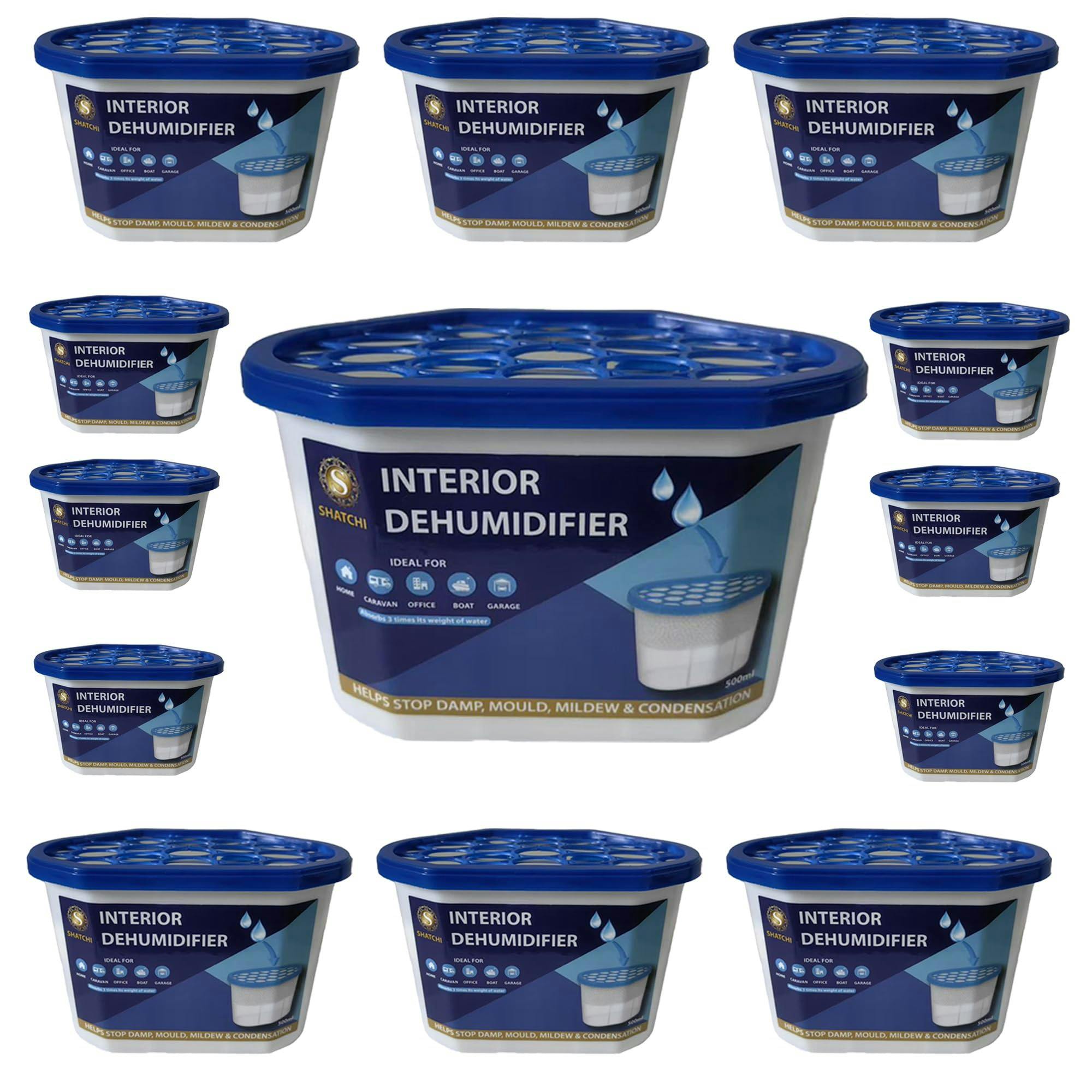 Shatchi 500Ml Moisture Absorber Dehumidifier For Damp, Mould & Odour Control - Pack Sizes 10, 20, 30 Or 40 - 20 Pack - Dehumidifier Filter