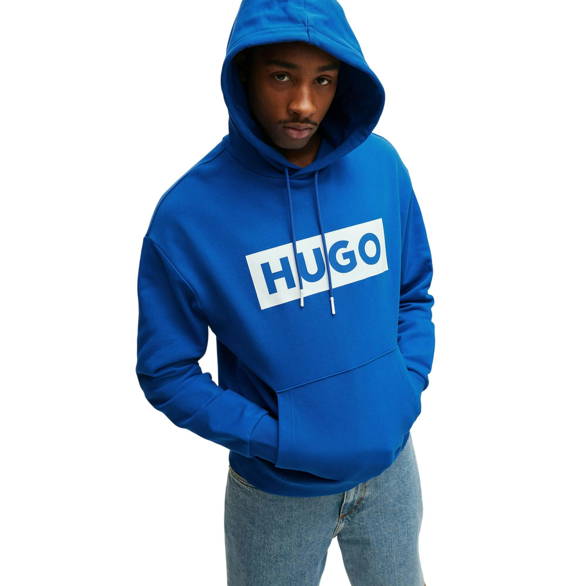 Boss Men's Blue Box Long-Sleeved Hoodie - Xl - 100% Cotton