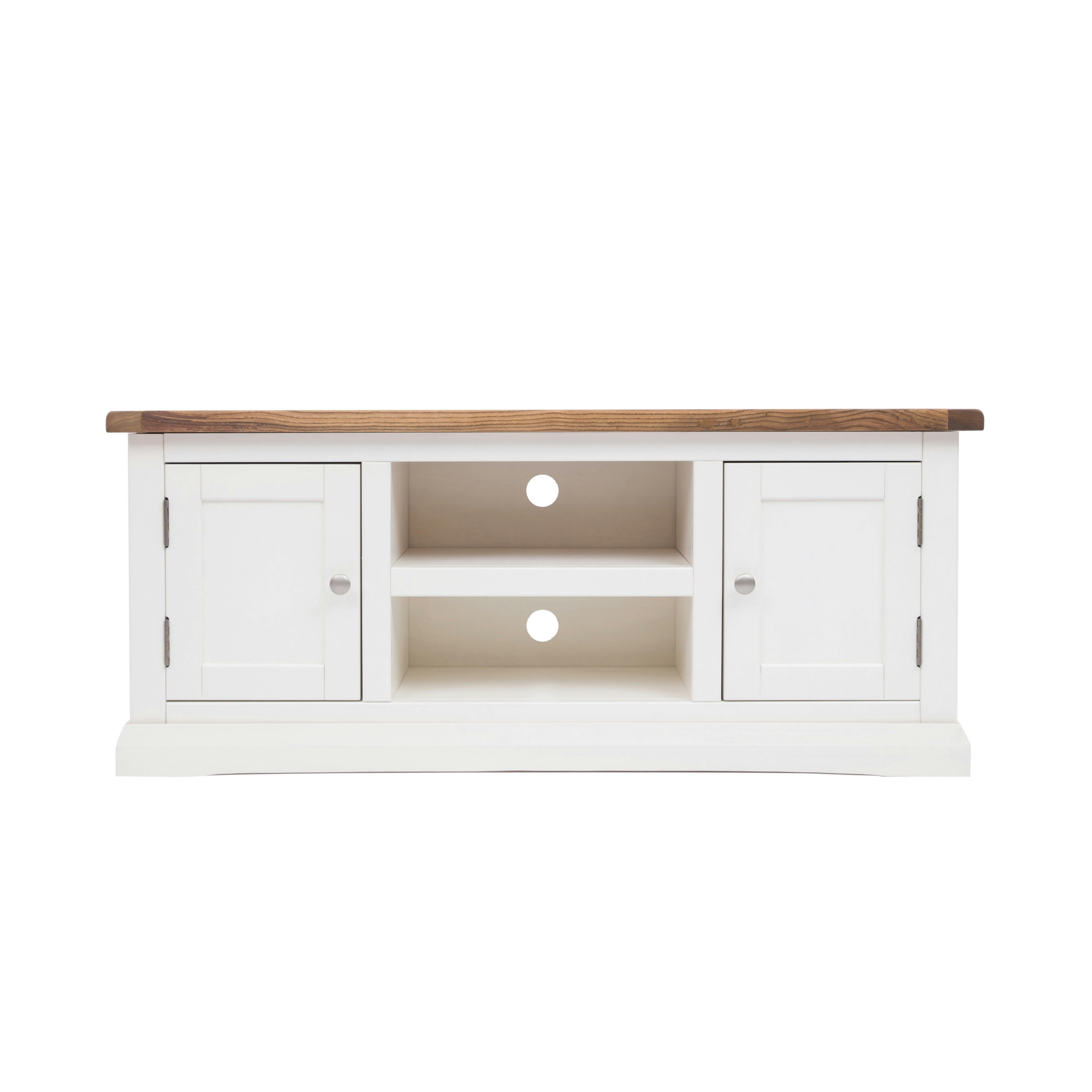 Rackhams White Cosenza Off 2 Door Tv Cabinet Chrome Knob - Off