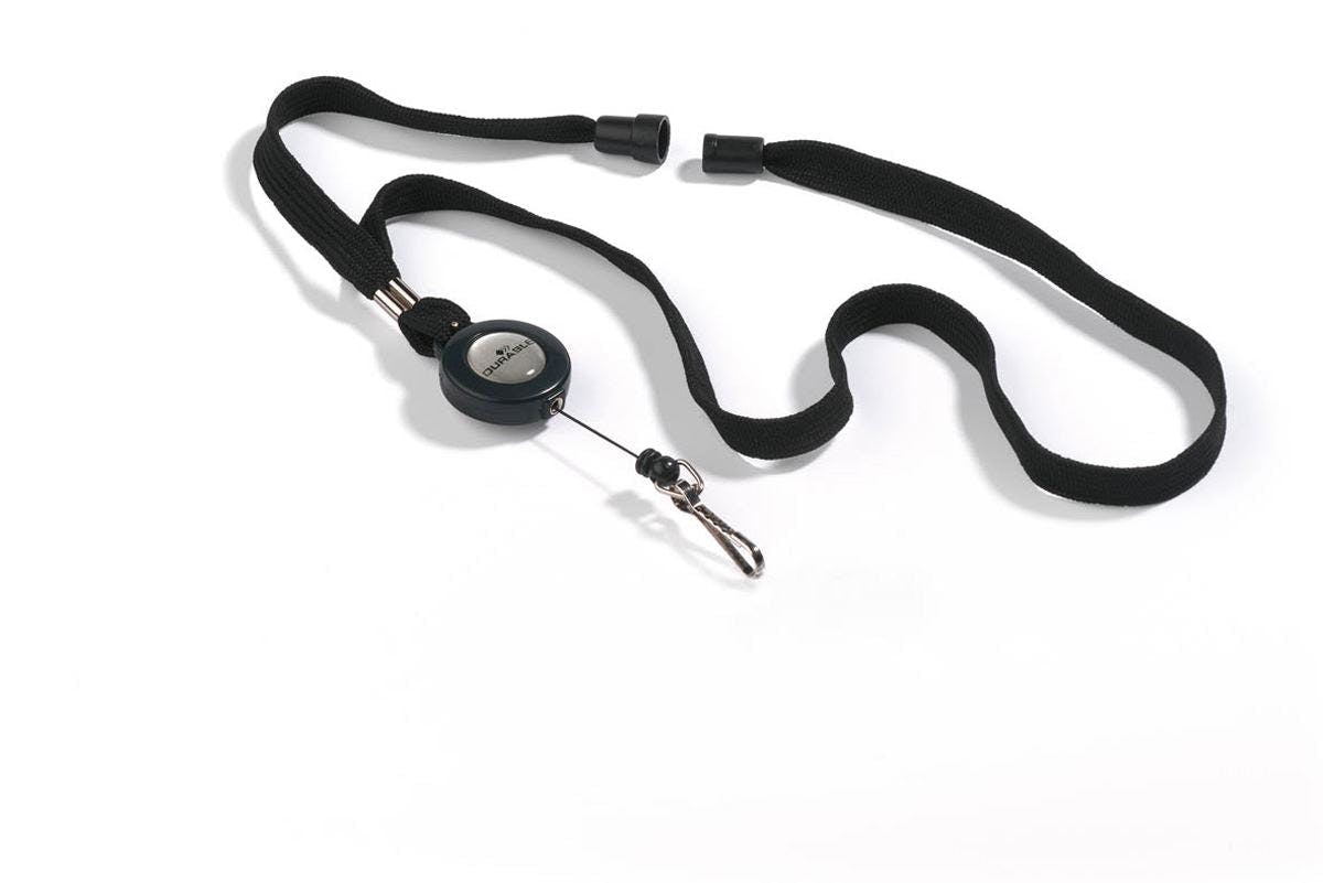 Durable Black Soft Breakaway Lanyard With Retractable Badge Reel | 10 Pack |