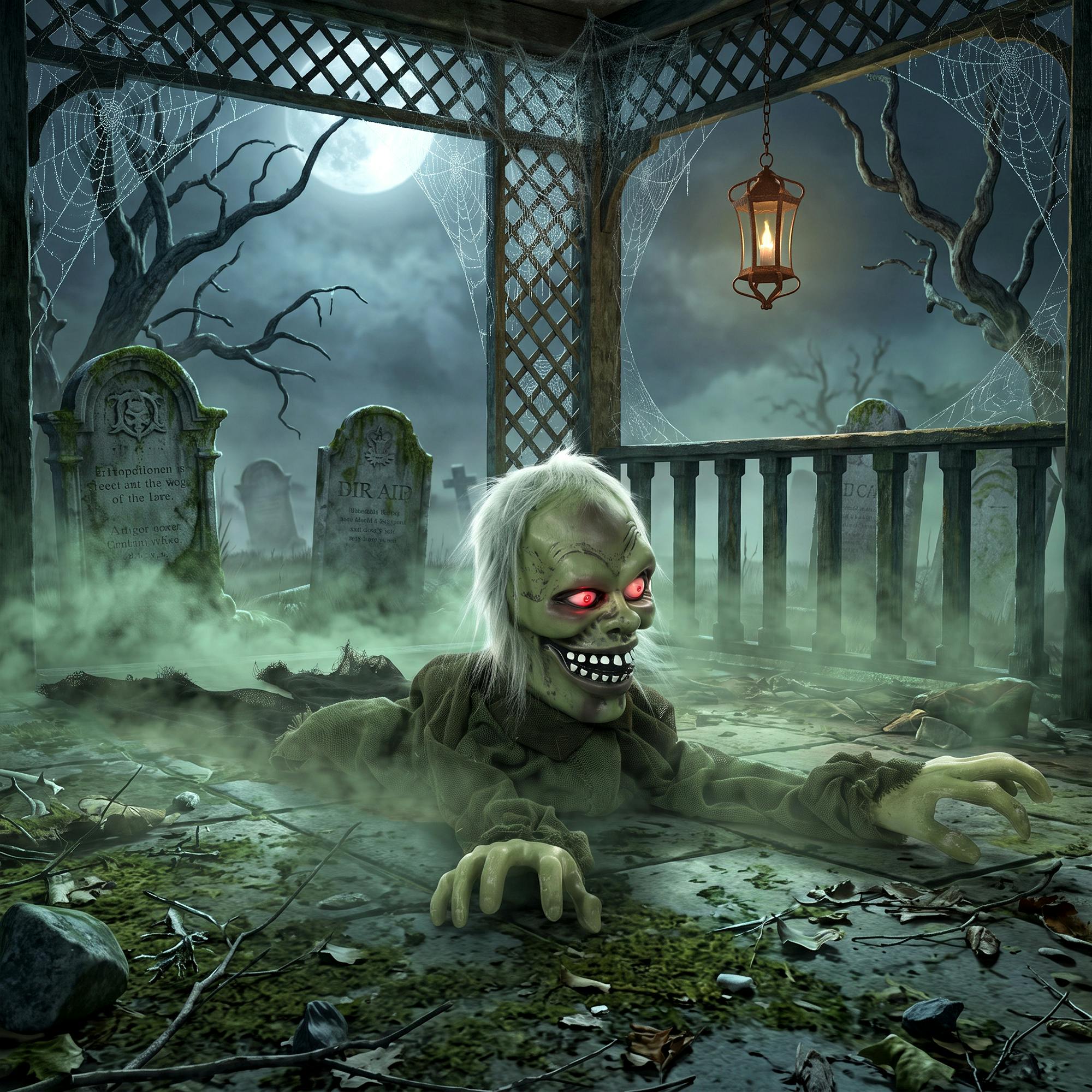 Rackhams Men's Light Animatronic Crawling Zombie With -Up Eyes And Creepy Sound