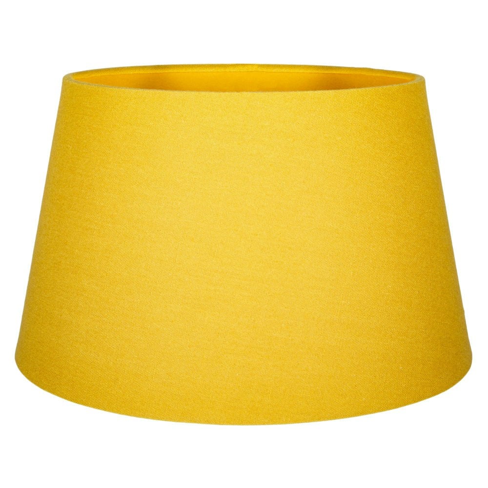 Rackhams White Traditional 30Cm Mustard Ochre Linen Fabric Drum Table/Pendant Shade 60W Maximum