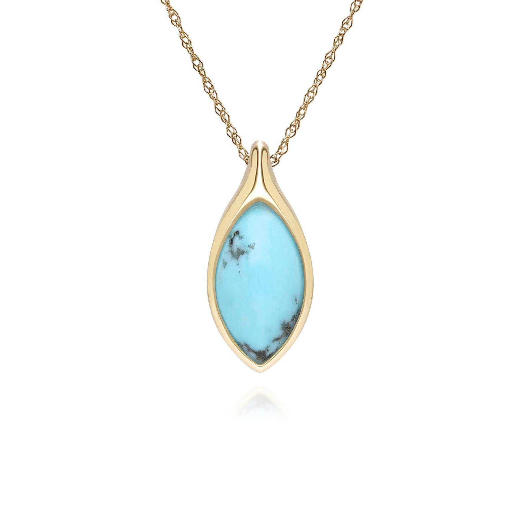 Gemondo Turquoise/Yellow/Gold Classic Marquise Pendant Necklace In 9Ct