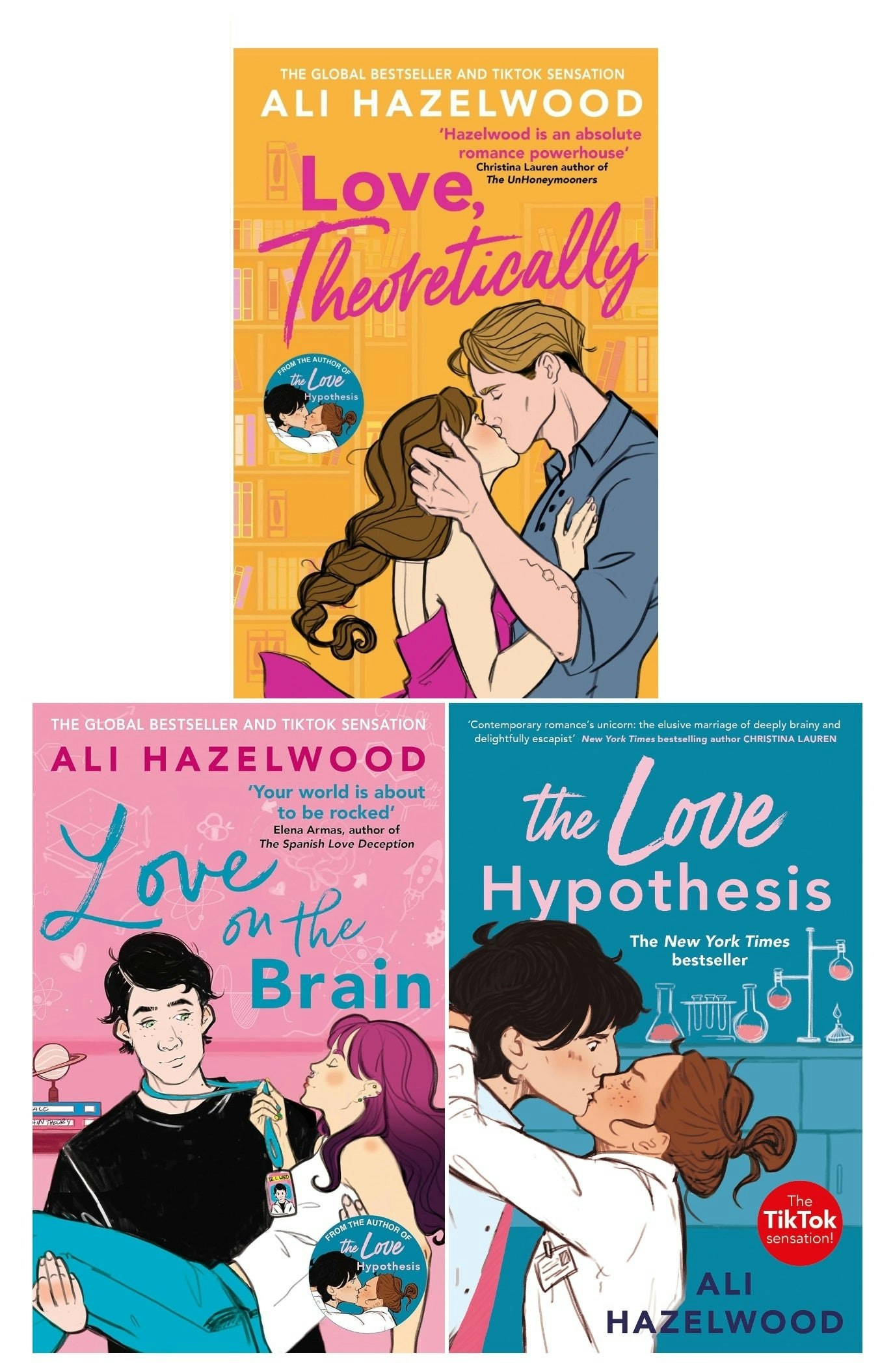 Sphere Ali Hazelwood Collection 3 Books Set (Love, Theoretically, The Love Hypothesis, Love On The Brain)
