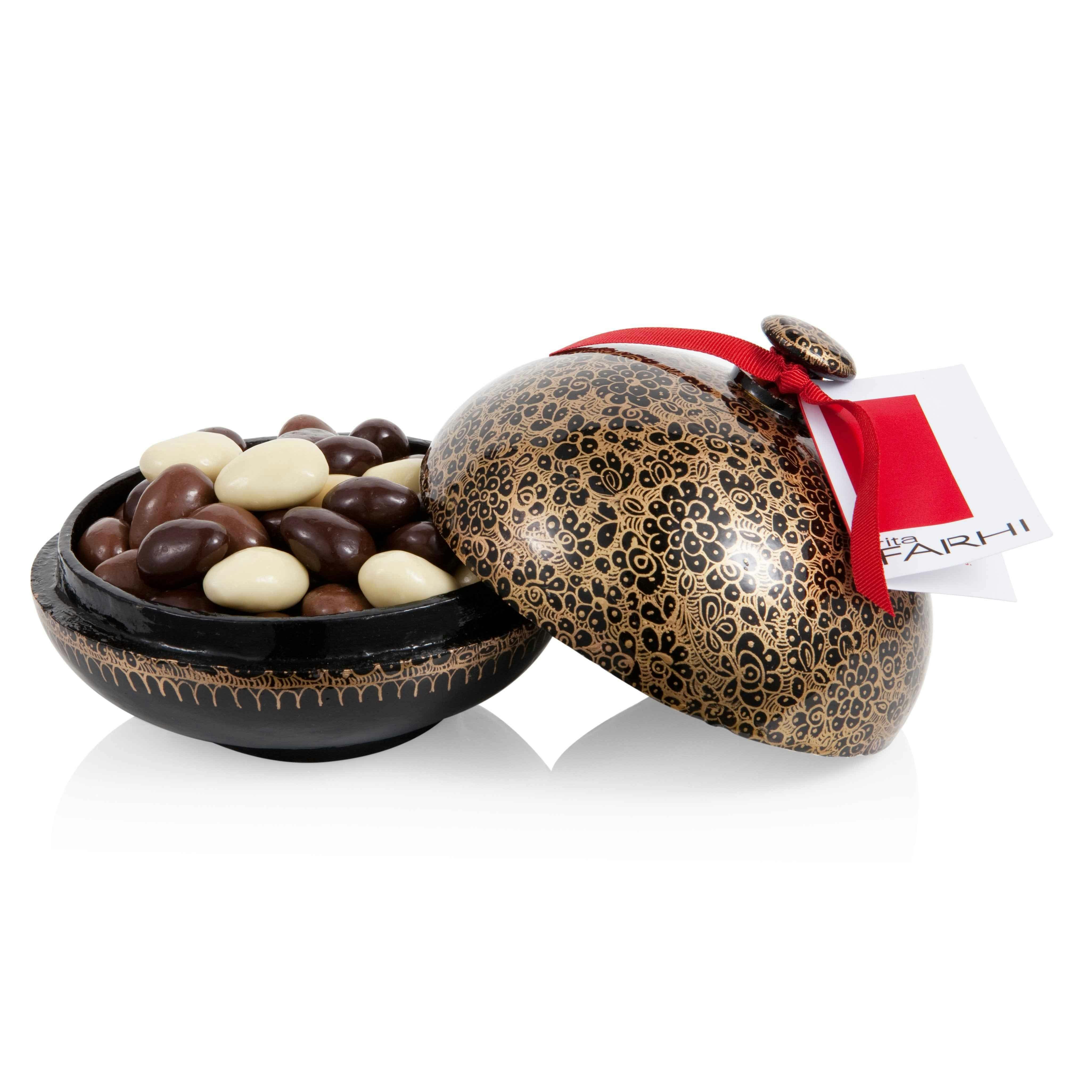 Rita Farhi Gold Handmade Bonbonnière With Assorted Chocolate Coated Almonds - Palm Oil Free, 130G