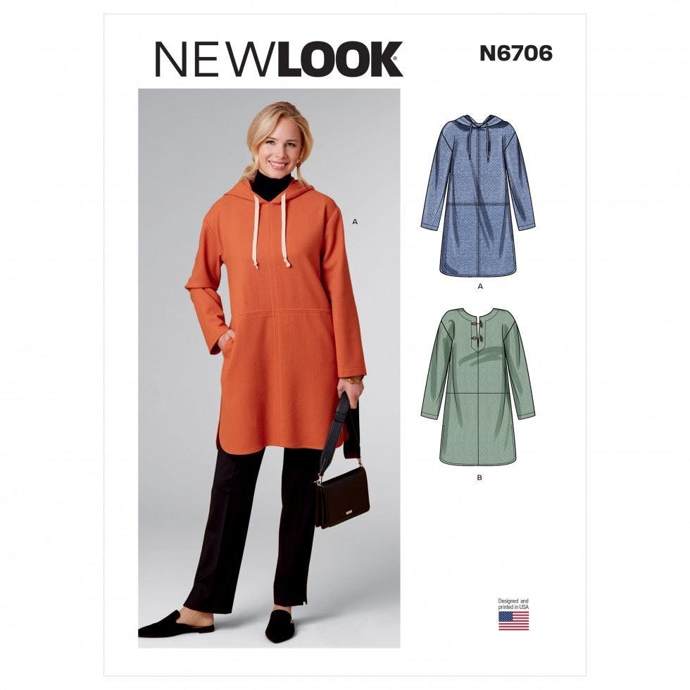 New Look Women's Sewing Pattern 6706, Hoodies, Tunics For A (Xs-S-M-L-Xl-Xxl) - Easy - A (Xs-S-M-L-Xl-Xxl)